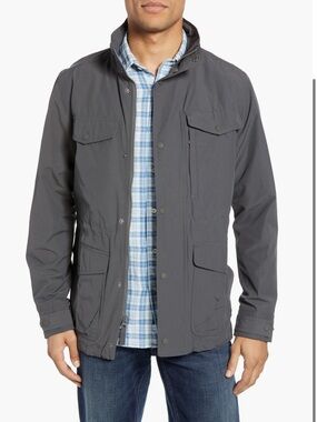 Faherty 60/40 Water Resistant Hooded Jacket Mens S Small Gray Gorpcore Outdoor